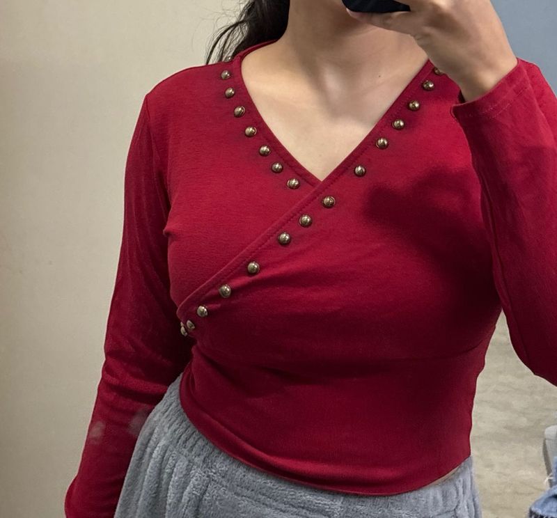 Red crop top