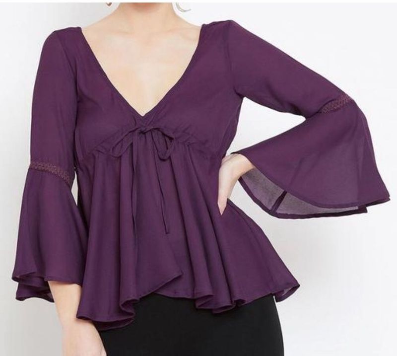 Bell Sleeve V-Neck Top