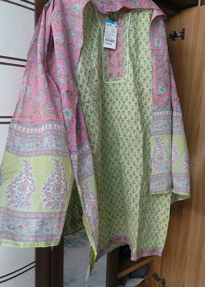 Cotton Printed Kurta Set With Dupatta