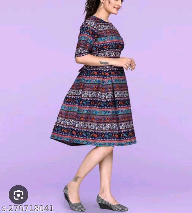 Multicolored Patterned Midi Dress
