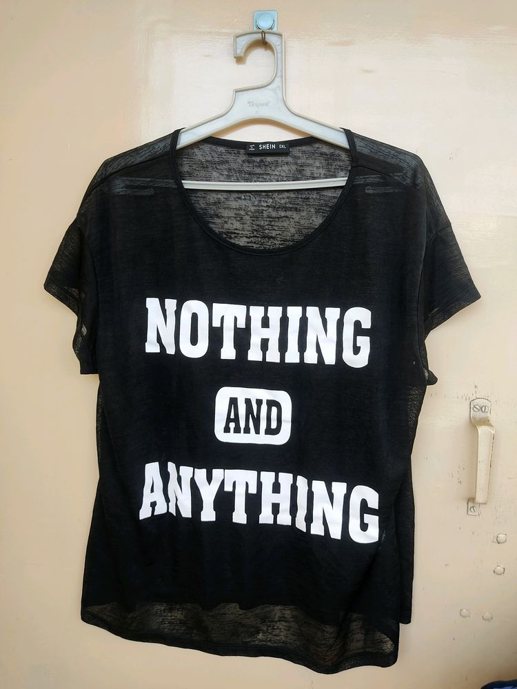 Black Sheer Oversized Top