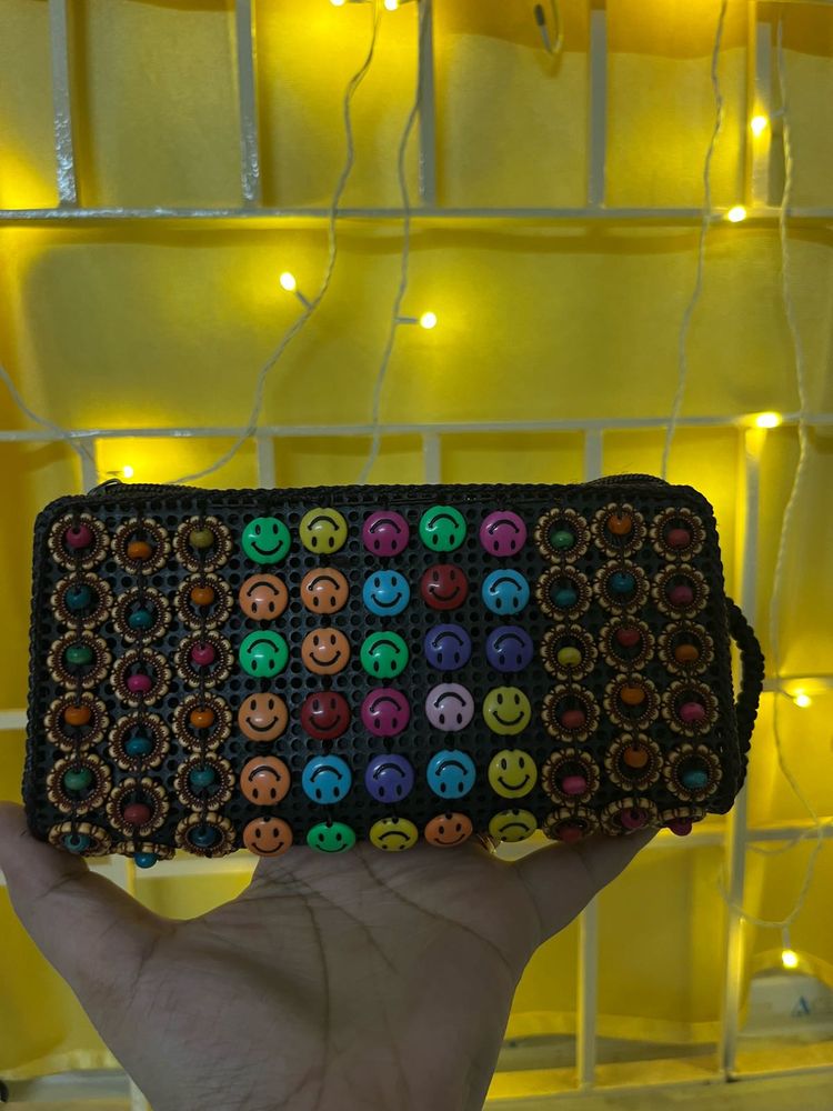 Smiley Face Beaded Pouch