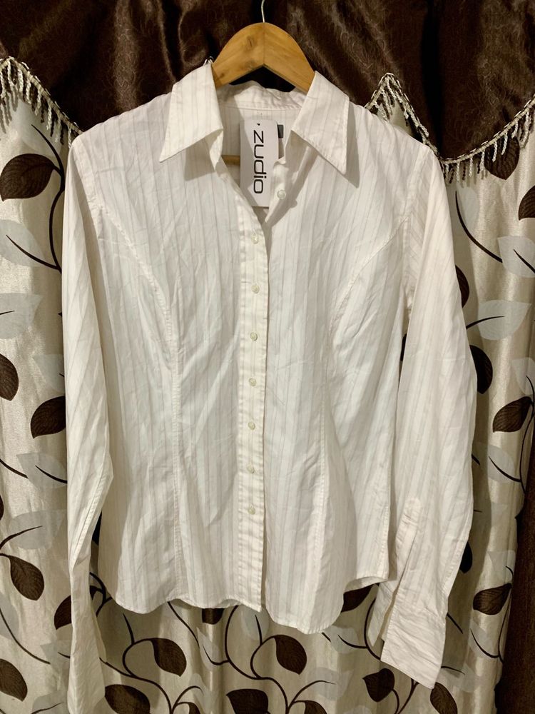 ZUDIO WOMEN'S WHITE POPLIN SHIRT