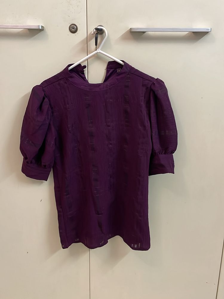 Purple Puff Sleeve Top