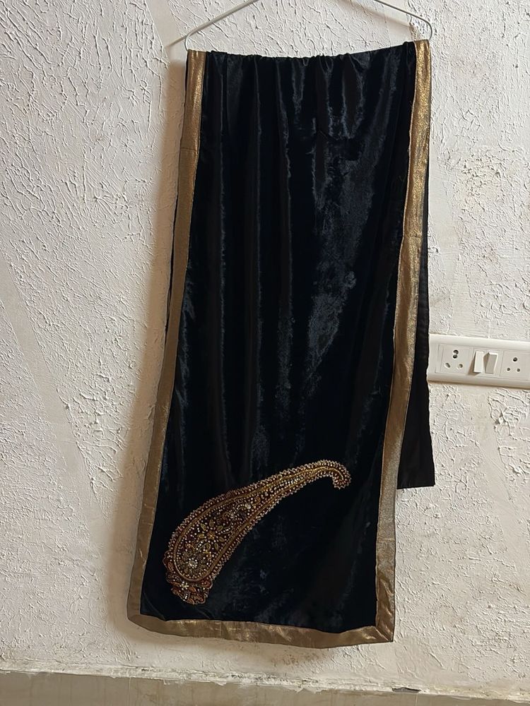 Elegant Black Velvet Dupatta Cum Stole