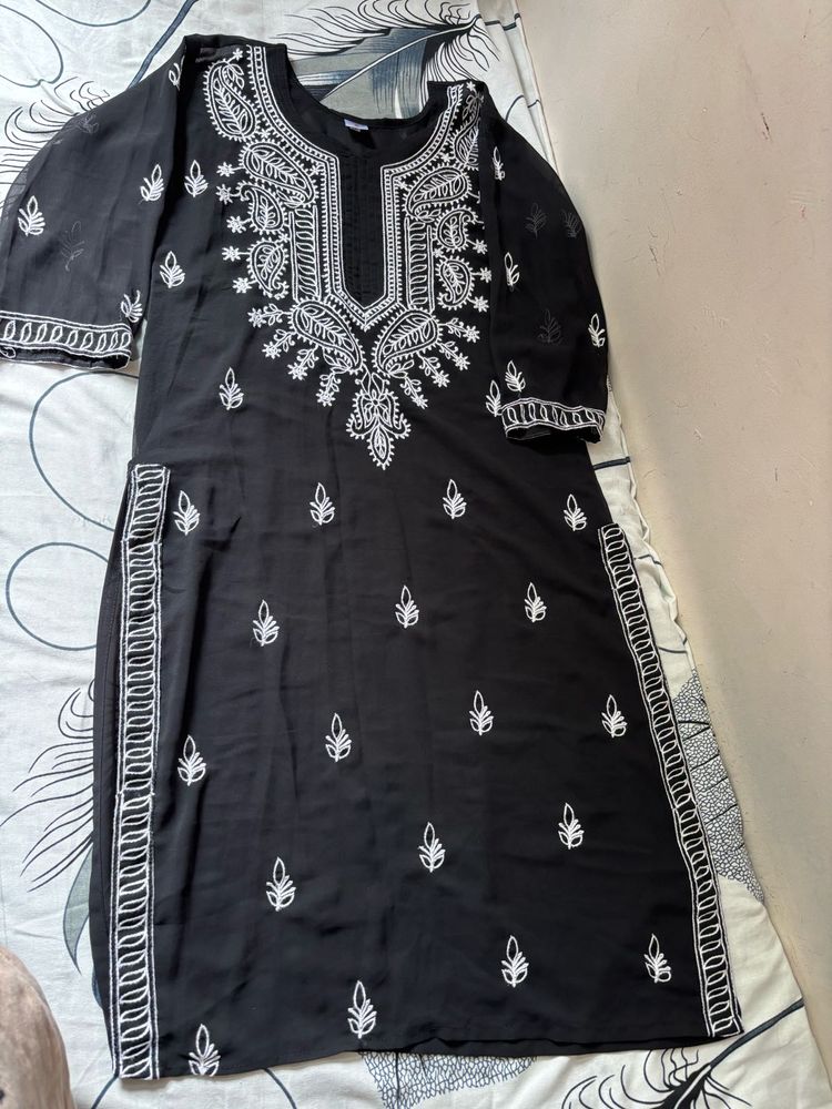 Black Embroidered Kurti Tunic