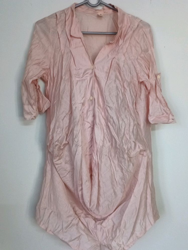 Peach Shirt Type Stylish Western Top