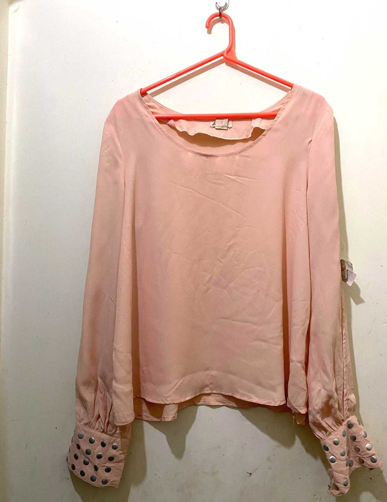 Peach Blouse Studded cold shoulder bust 36 L-23