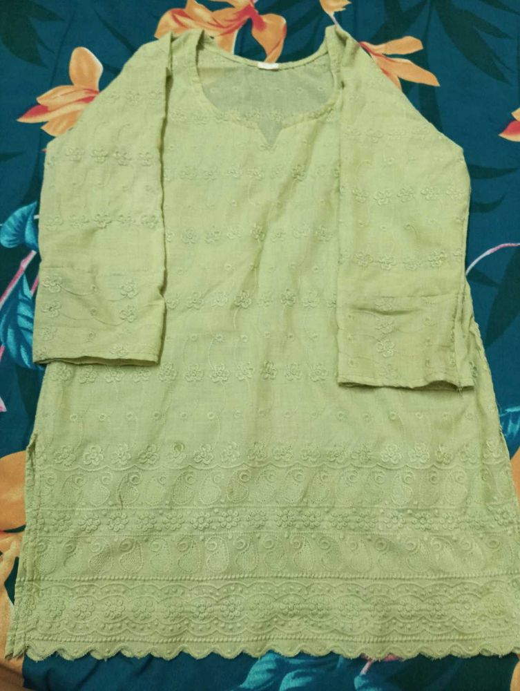 Light Green Embroidered Kurti