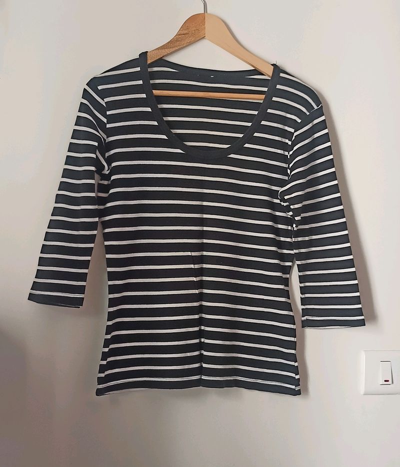 Striped 3/4 Sleeve Top