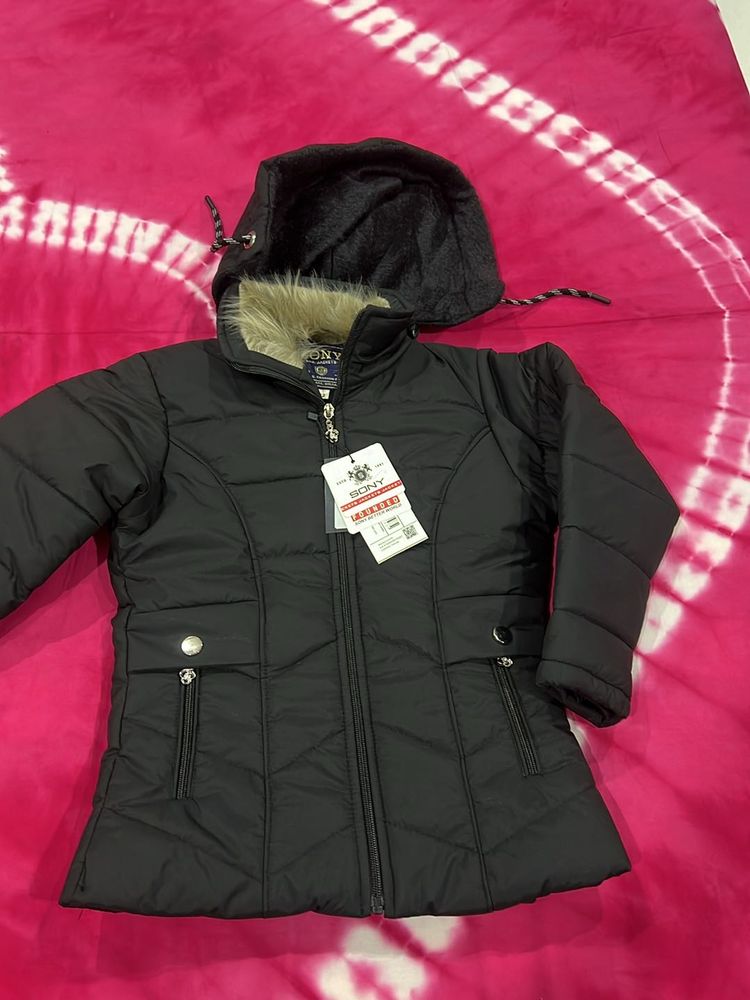Black Hooded Winter Jacket