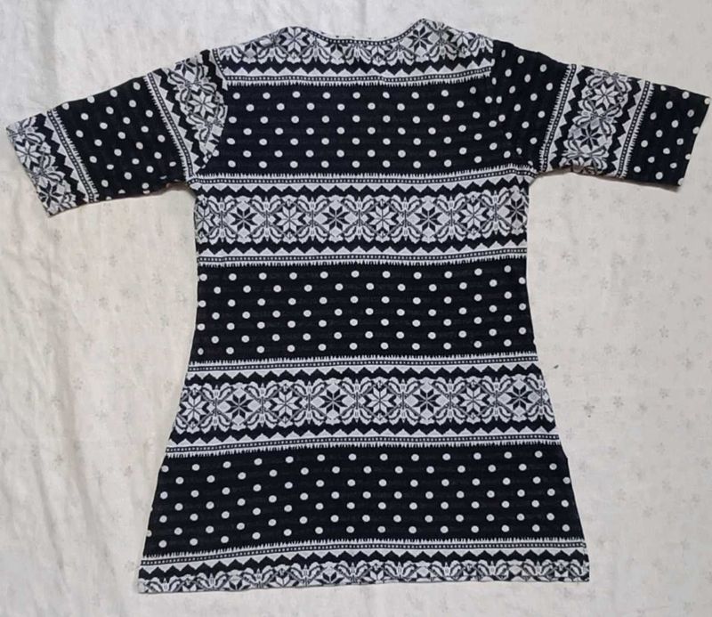 Black N White Short Kurti