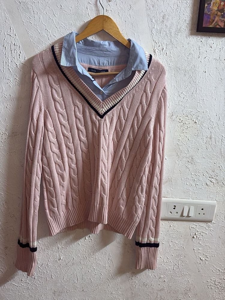 Tommy Pink Cable Knit Sweater