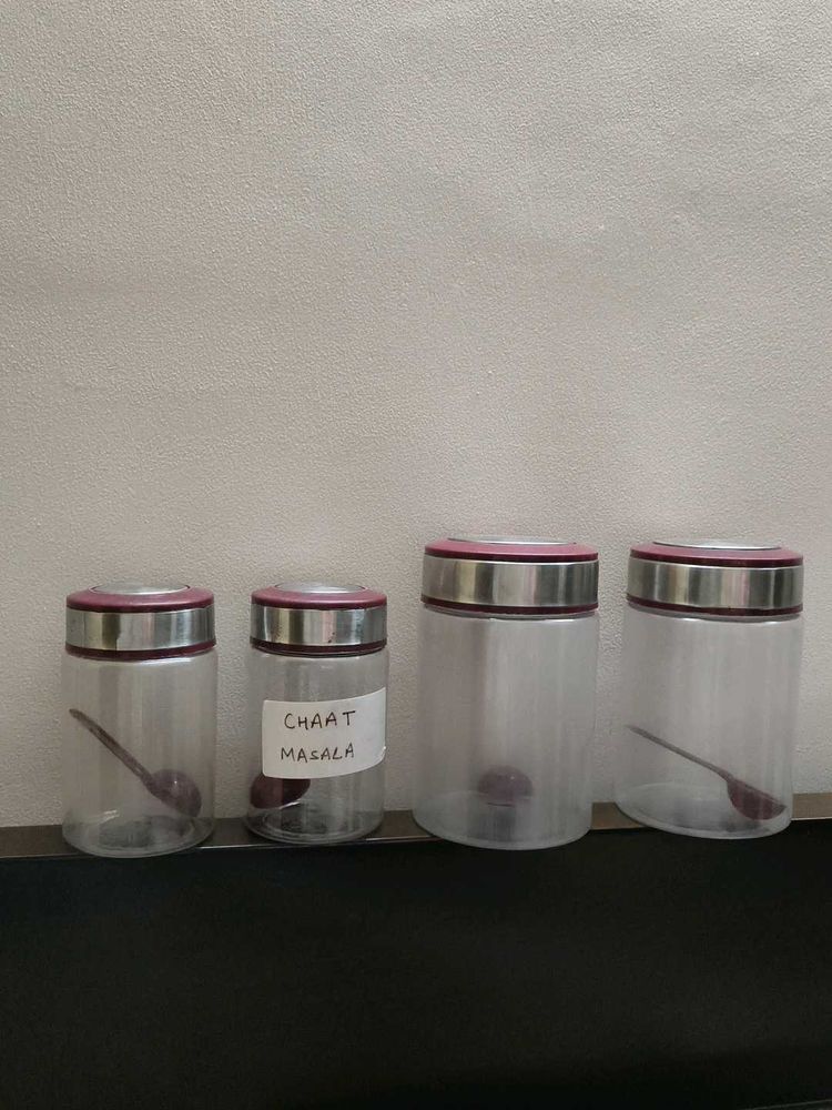 Set Of 4 Good Quality Plastic Container Jar