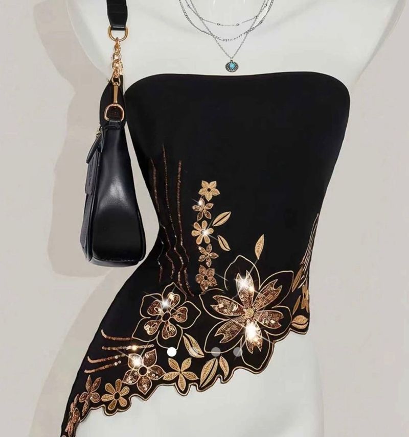 Black Floral Tube Top