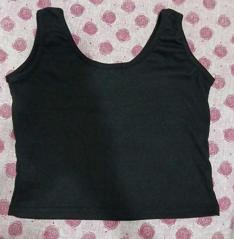 Black Cropped Tank Top
