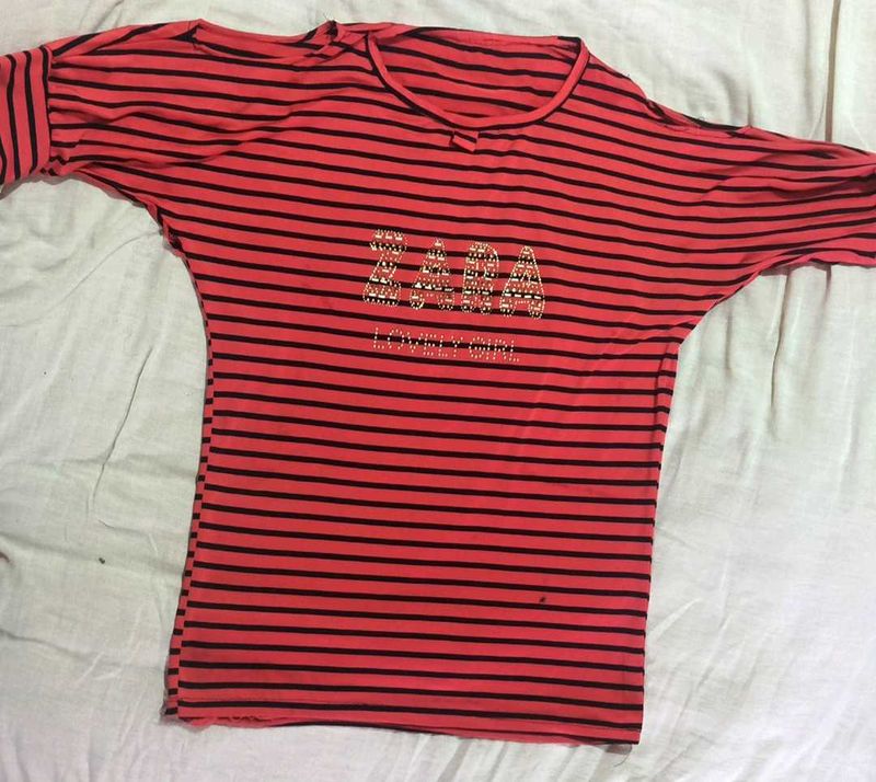 Red Black SHOULDER CUT Zara Top