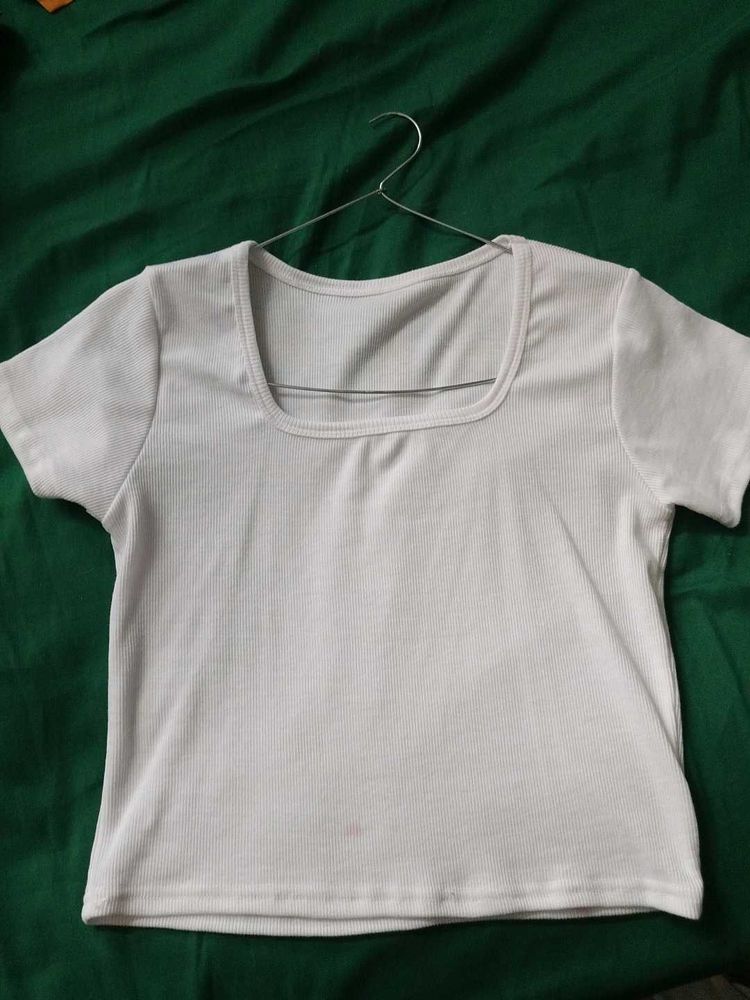 White Square Neck Tank Top