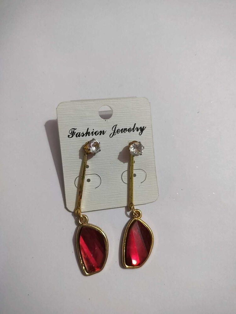 Red &amp; Gold Fashion Earrings