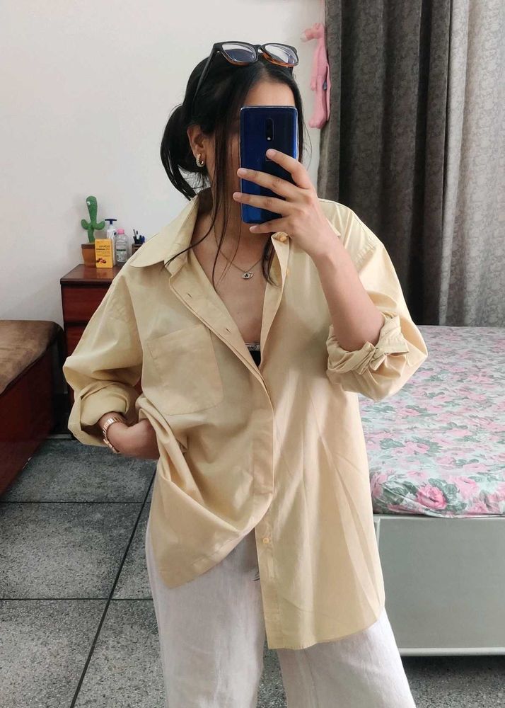 Mustard-beige Oversized Shirt