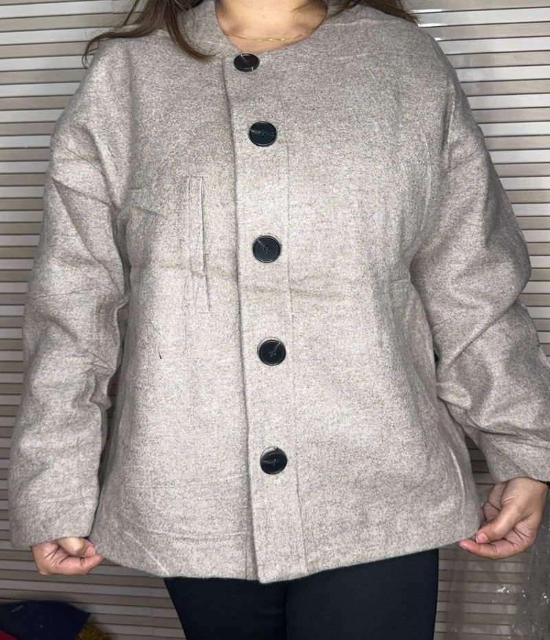 Beige Button-Down Jacket
