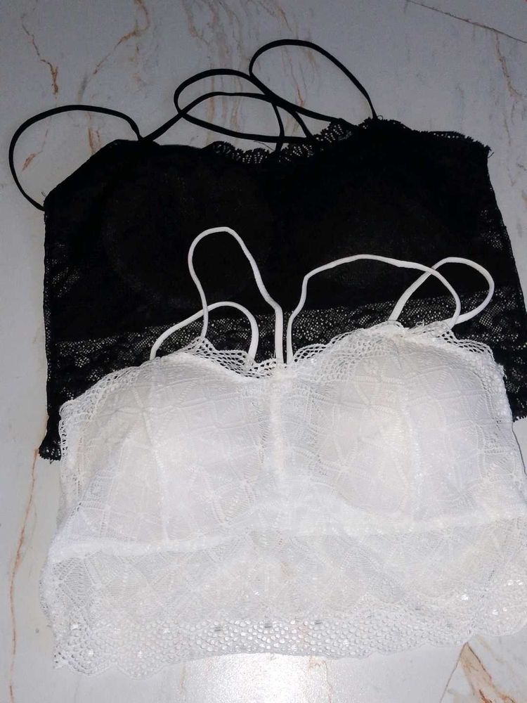 Lace Bralettes - Black &amp; White
