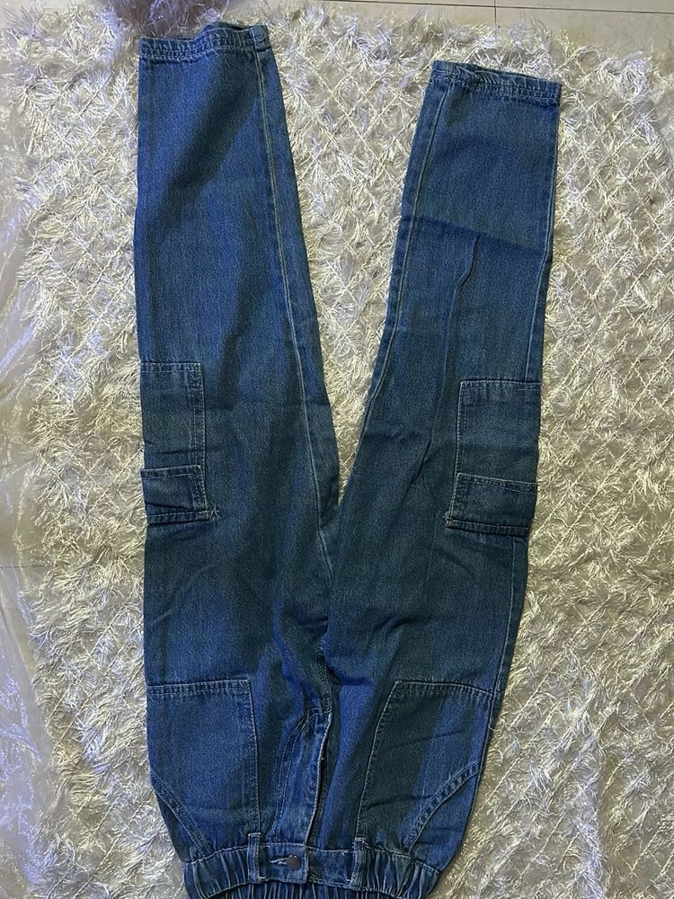 Blue Denim Cargo Pants