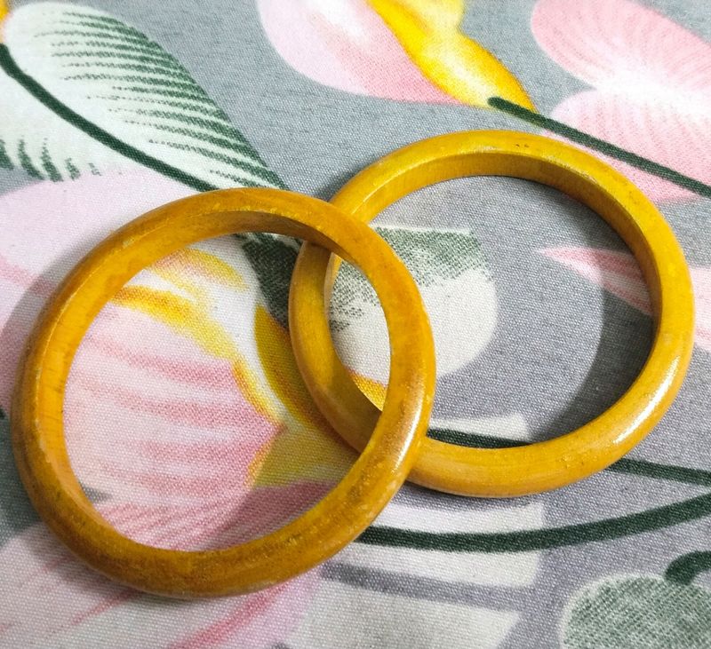 Unique Bangles Made Up Of Wood 🪵 Yellow 💛 in Colour