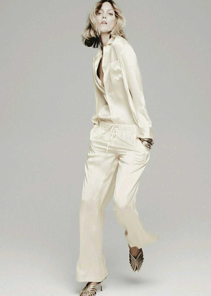 ZARA White Long Sleeve Silk Shirt