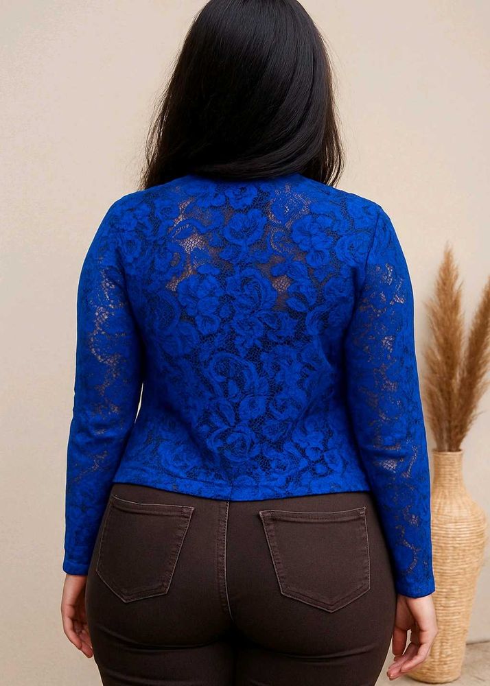 Blue Floral Lace Shrug