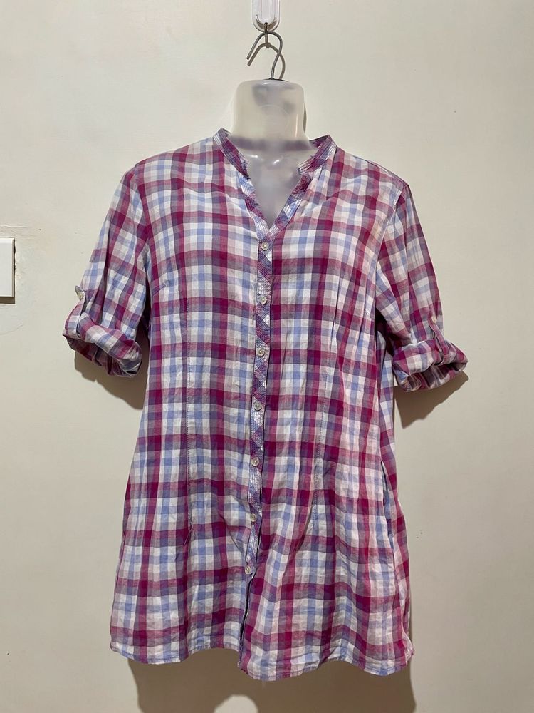 Checkered Button-Down Top