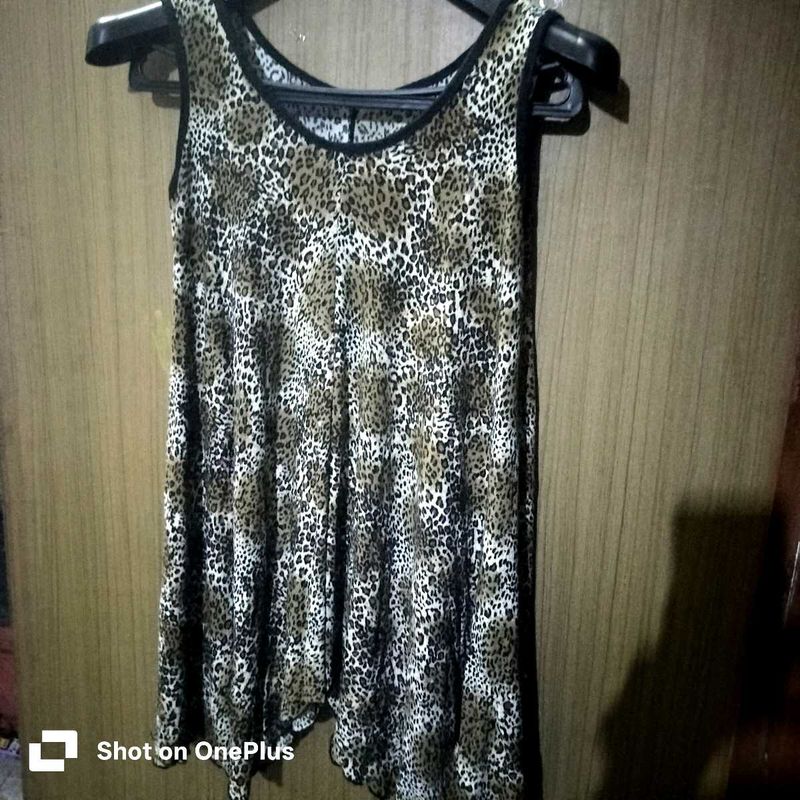 Asymmetric Animal Print Sleeveless Dress