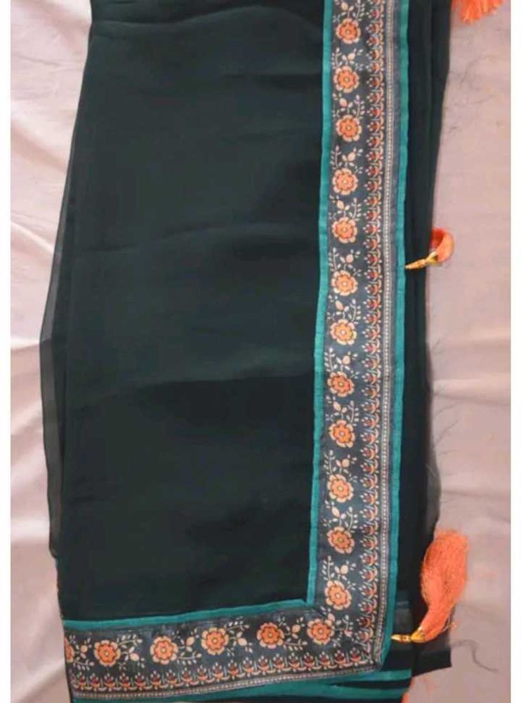 Green Lace Border Saree