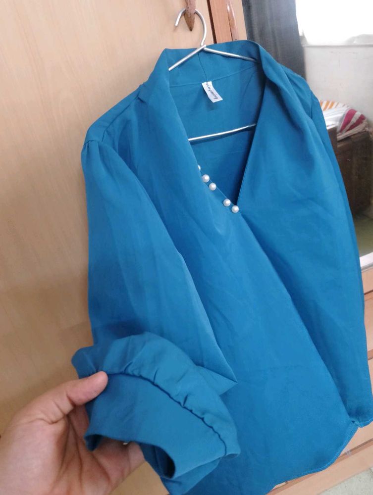 Blue Western Top For Girls
