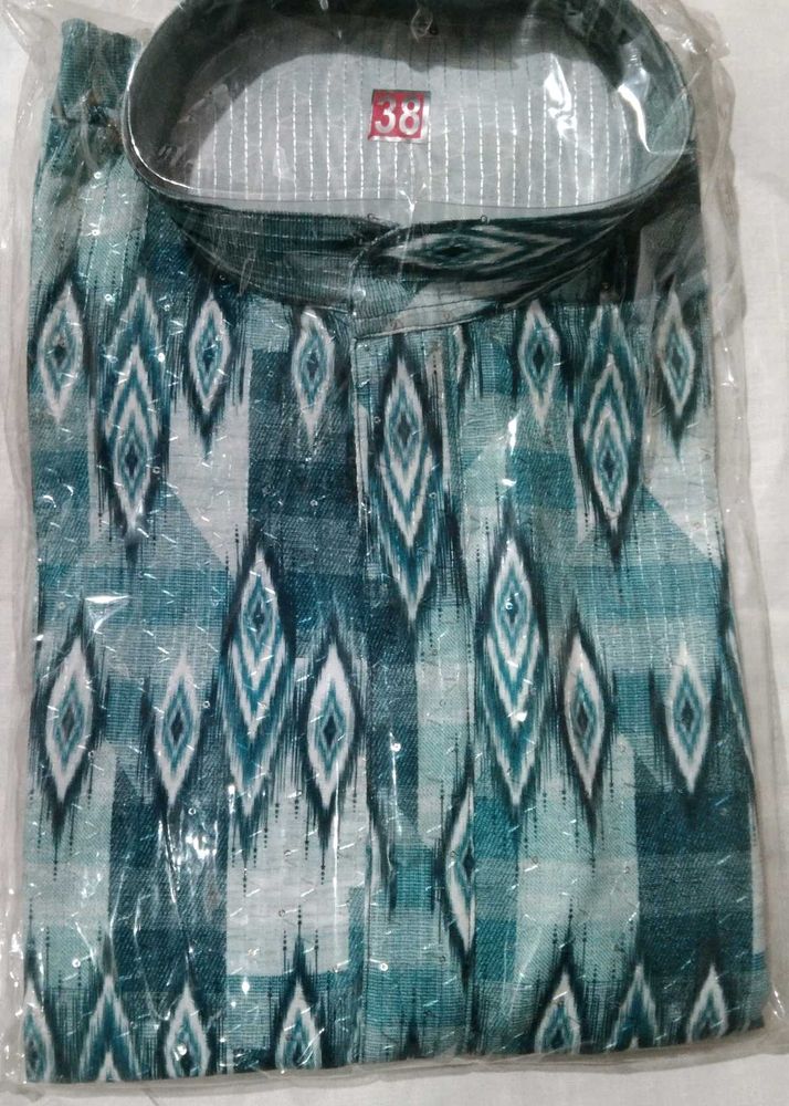 Blue Patterned Kurta - Size 38