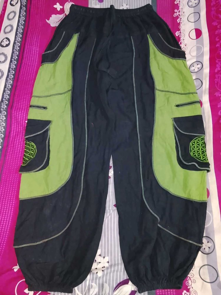 Unique Green &amp; Black Harem Pants