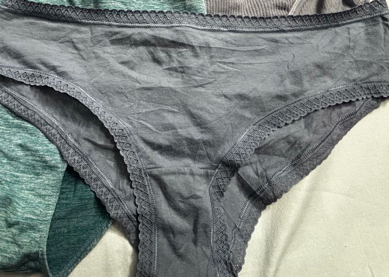 Gray Lace Trim Panties
