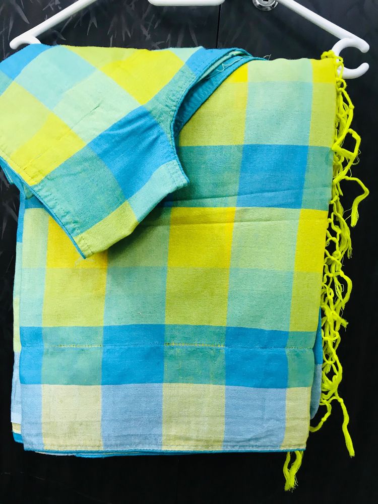 LOOSE COTTON CHECKS SAREE