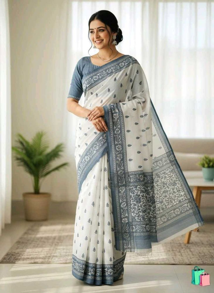 Pure Cotton Saree With Blouse And Peticoat