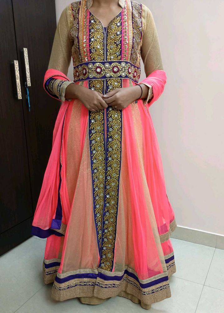 Embroidered Anarkali Kurta Set With Duppata