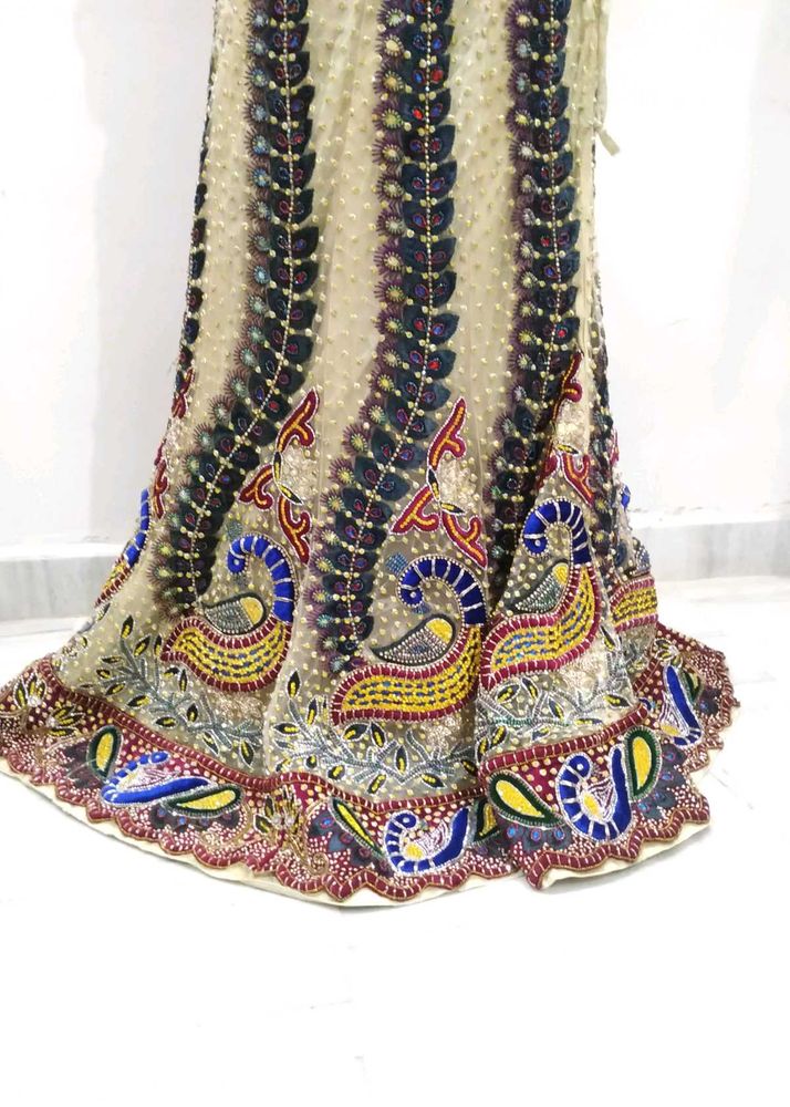 Elegant Purple Satin Net Lengha Brand New