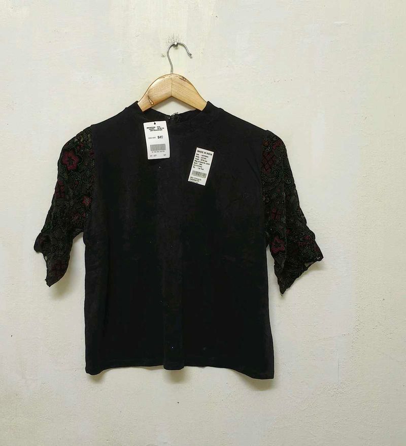 Trendy New Black Velvet Top For Women