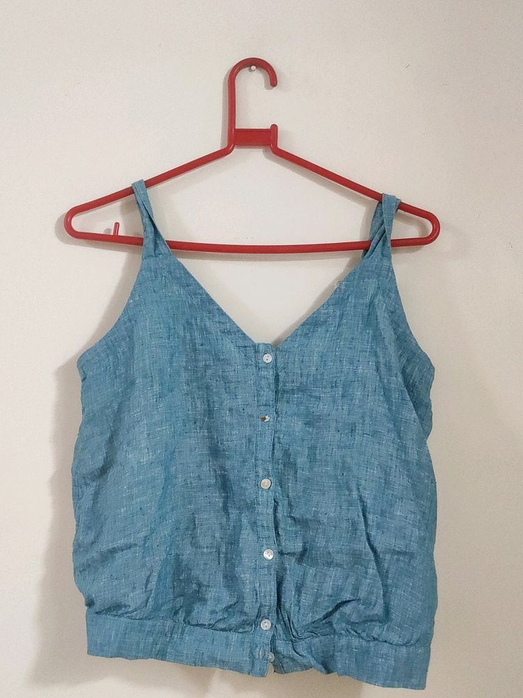 Sleeveless Blue Top