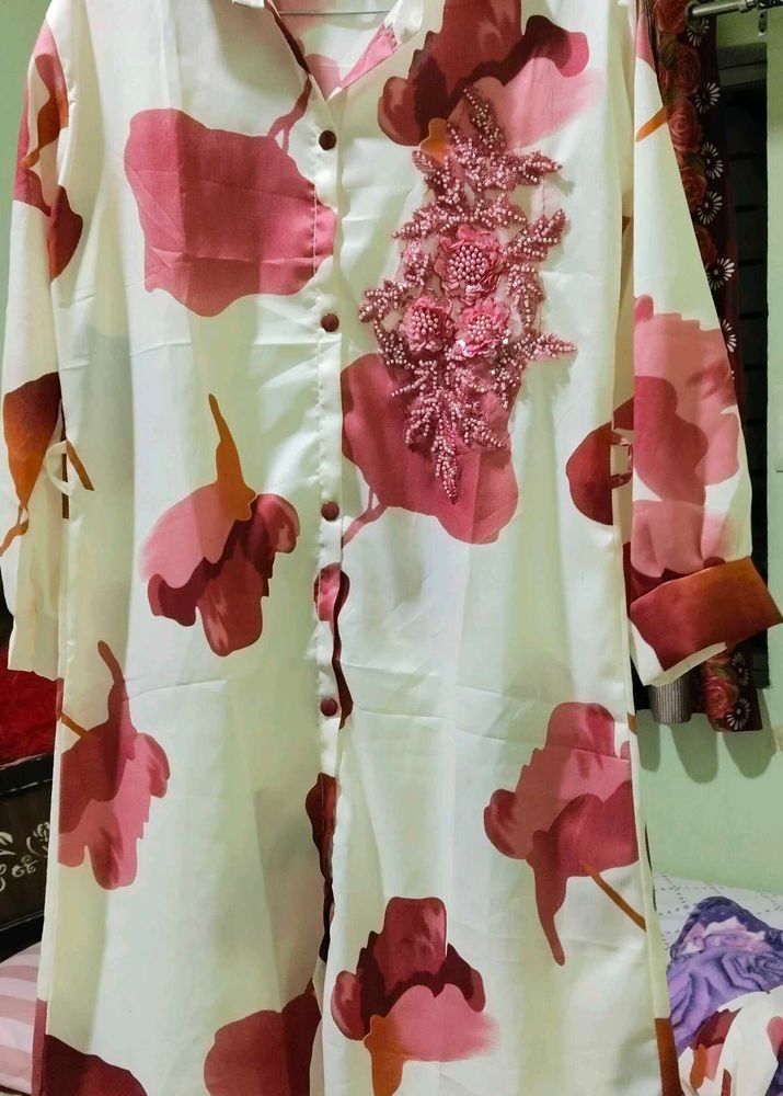 Floral Embellished Button-Down