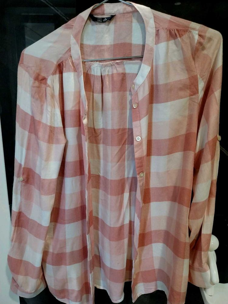 Pink Plaid Button-Up Shirt