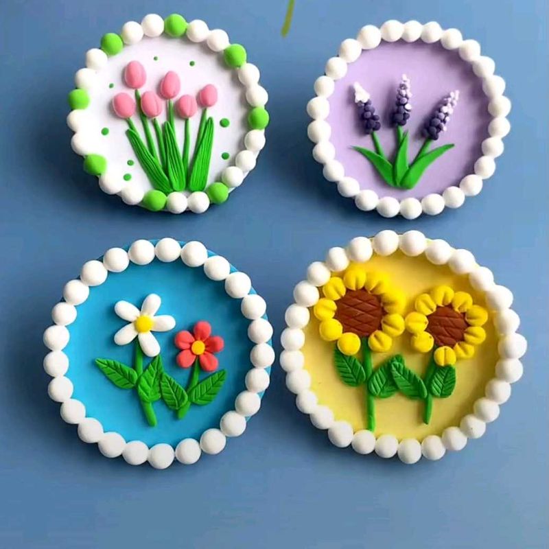 Clay Flower Fridge Magnets 🌸🌻✨