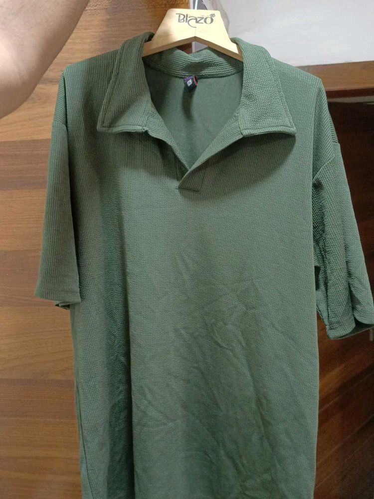 Men Striped Polo Neck