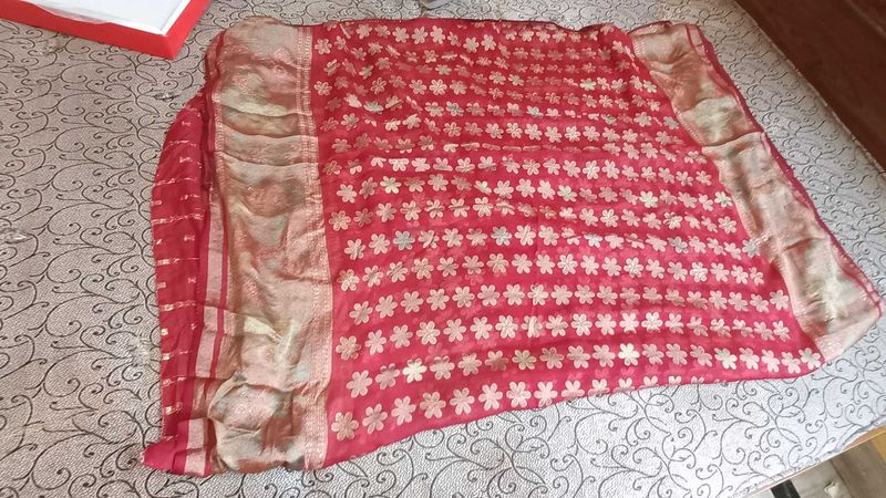 Red Floral Saree
