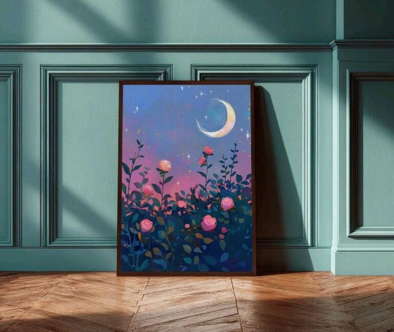 Floral Moon Art Painting
