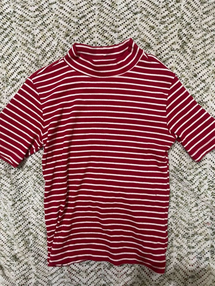 Striped Mock Neck Top